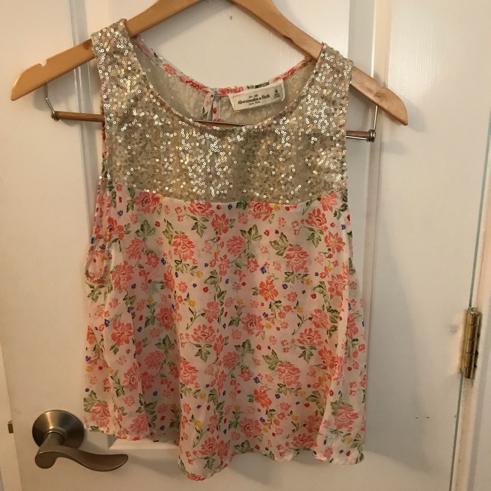 Abercrombie sequin floral tank top